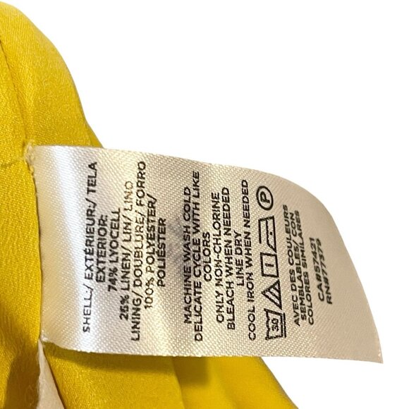 Ann Taylor Lyocell Linen Blend Wide Leg Jumpsuit Belted Buttons Solid Yellow 10 - Picture 7 of 8